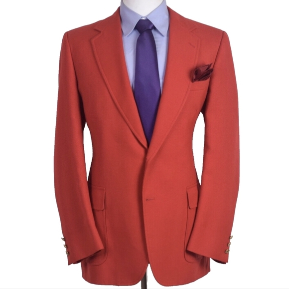 Izod Lacoste Gold Button Red Summertime Mens Sport Coat Blazer Jacket Size 44-L